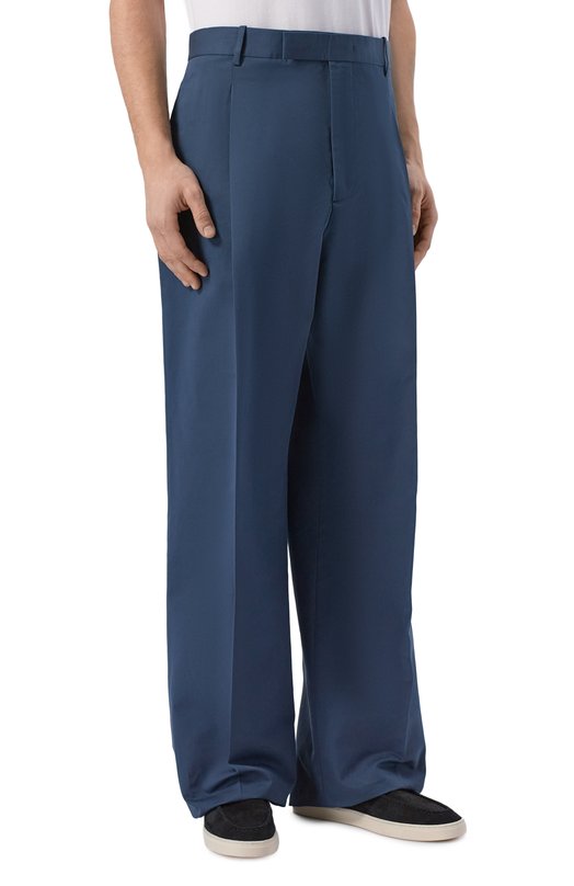 Брюки из хлопка и шелка Jil Sander J22KA0327/J45266 Синий  J22KA0327/J45266 Фото 3