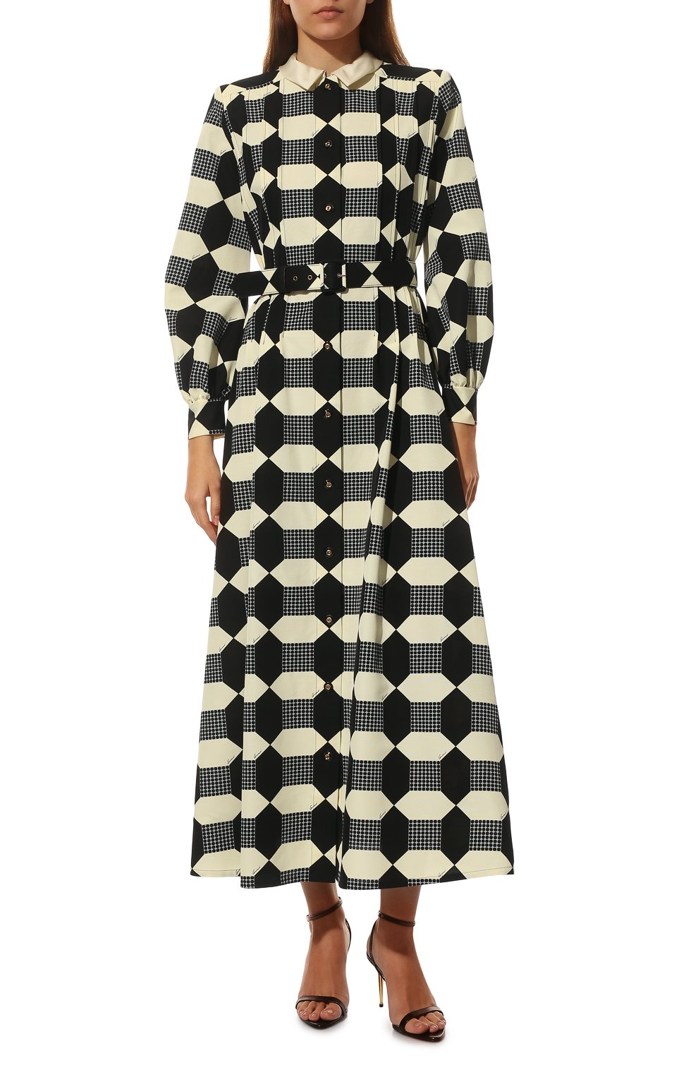 Платье из хлопка и вискозы GUCCI черно-белого цвета по цене 518400 руб., арт. 664317/Z8AWG, фото 2 Платье из хлопка и вискозы GUCCI, арт. 664317/Z8AWG, фото 2