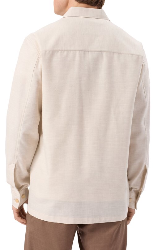 Рубашка из хлопка и шерсти Stefano Ricci SP007776/CTW02S Кремовый  SP007776/CTW02S Фото 4
