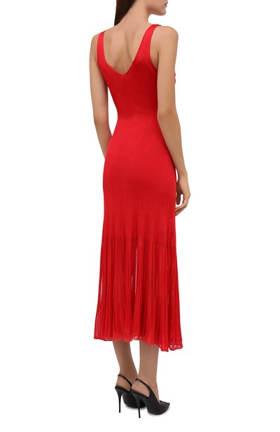 Платье из вискозы ALEXANDER MCQUEEN красного цвета по цене 199500 руб., арт. 679384/Q1AWH, фото 4 Платье из вискозы ALEXANDER MCQUEEN, арт. 679384/Q1AWH, фото 4