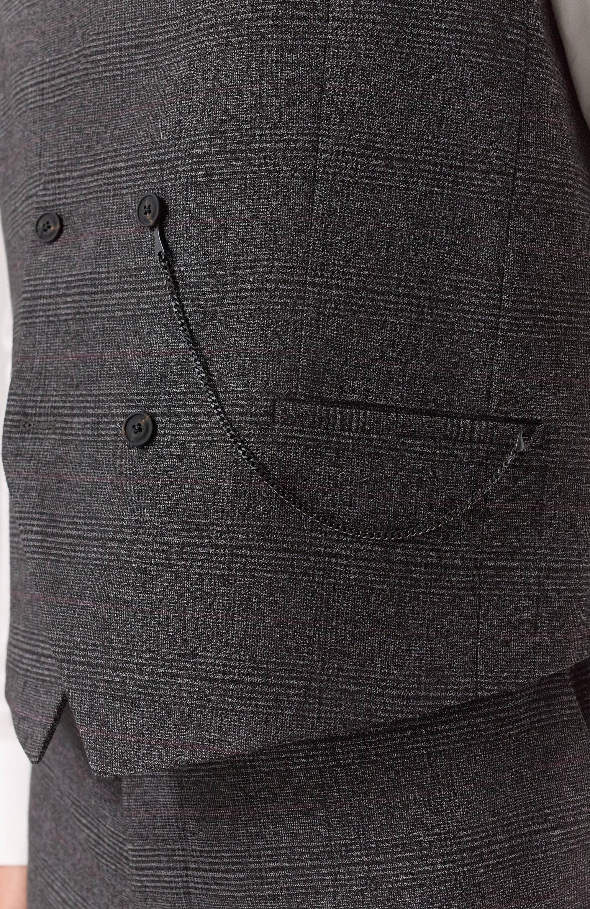 Костюм-тройка HUGO серого цвета по цене 87100 руб., арт. 50528361, фото 8 Костюм-тройка HUGO, арт. 50528361, фото 8