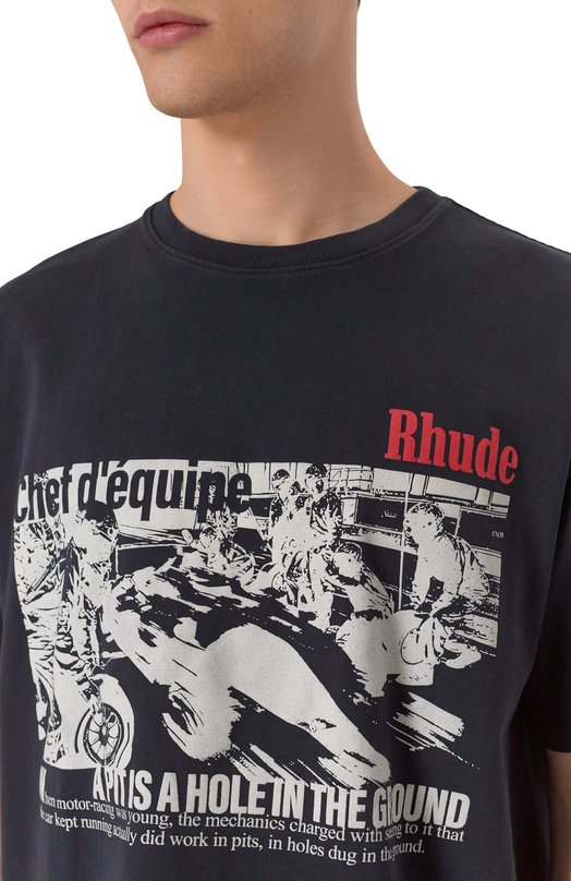 Хлопковая футболка Rhude RHSS25TT14012 Чёрный  RHSS25TT14012 Фото 5