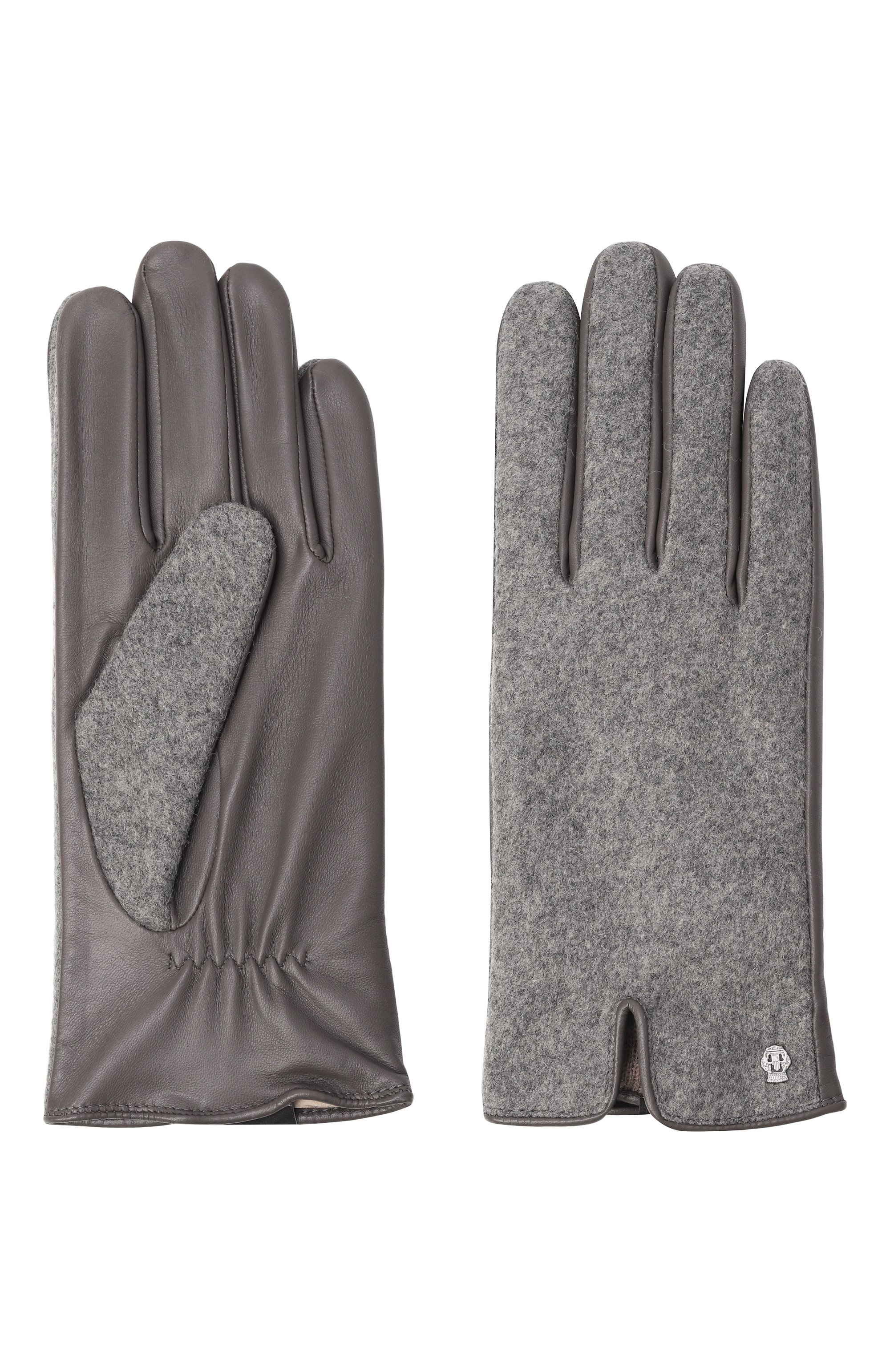 Комбинированные перчатки ROECKL серого цвета по цене 17200 руб., арт. 13011-2430, фото 2 Комбинированные перчатки ROECKL, арт. 13011-2430, фото 2