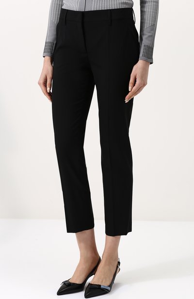 Укороченные однотонные брюки прямого кроя PRADA, арт. P2469-RO1-F0002, фото 3