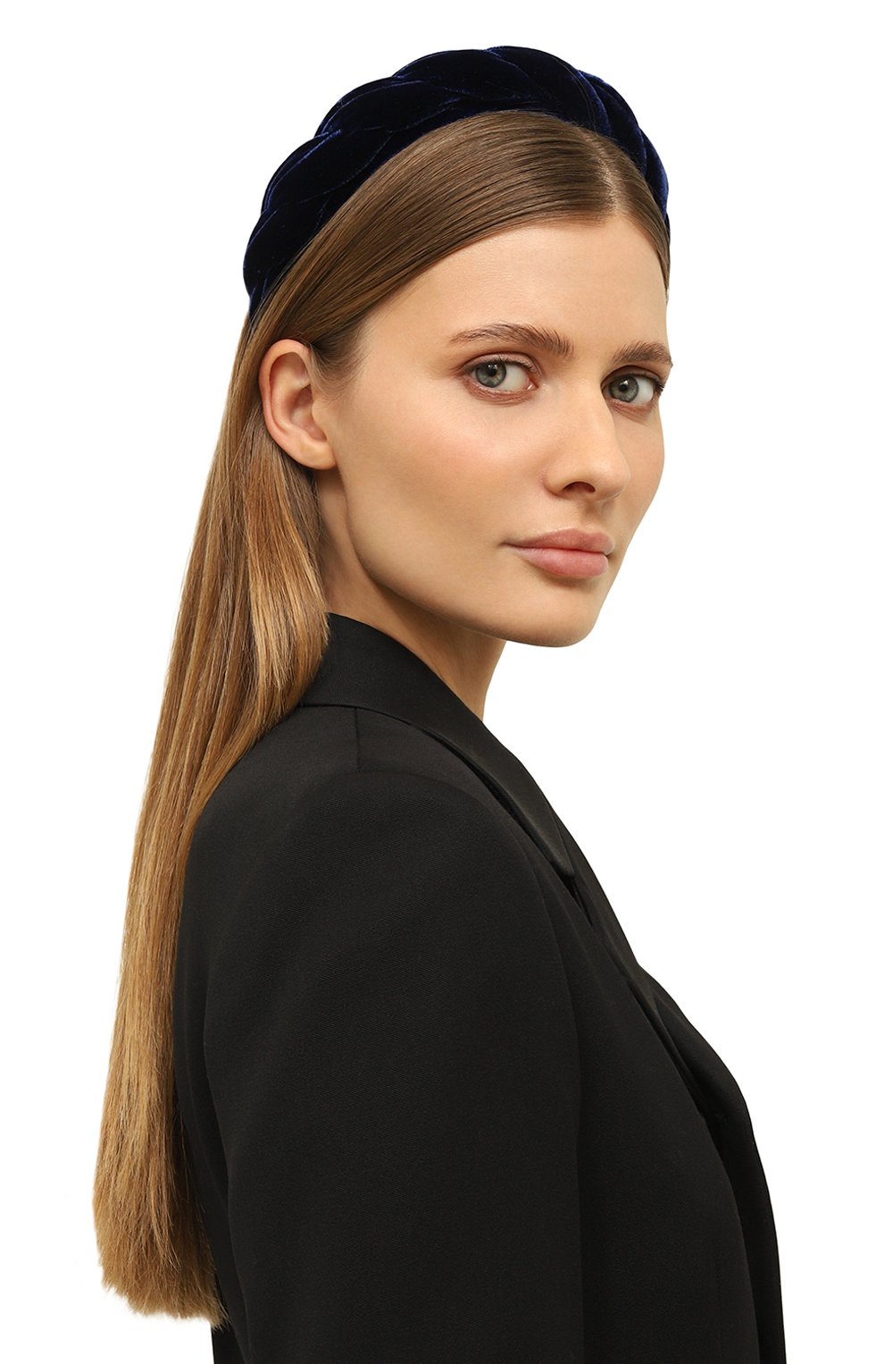 Ободок для волос ALEXANDRE DE PARIS темно-синего цвета по цене 21370 руб., арт. THB-17495-20 M, фото 2 Ободок для волос ALEXANDRE DE PARIS, арт. THB-17495-20 M, фото 2