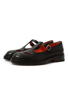 Женские кожаные туфли SANTONI черного цвета, арт. WUAL70478BA1TLGAC50 | Фото 1 (Подошва: Платформа; Каблук высота: Низкий; Материал внутренний: Натуральная кожа; Материал сплава: Проставлено; Каблук тип: Устойчивый; Драгоценные камни: Проставлено)