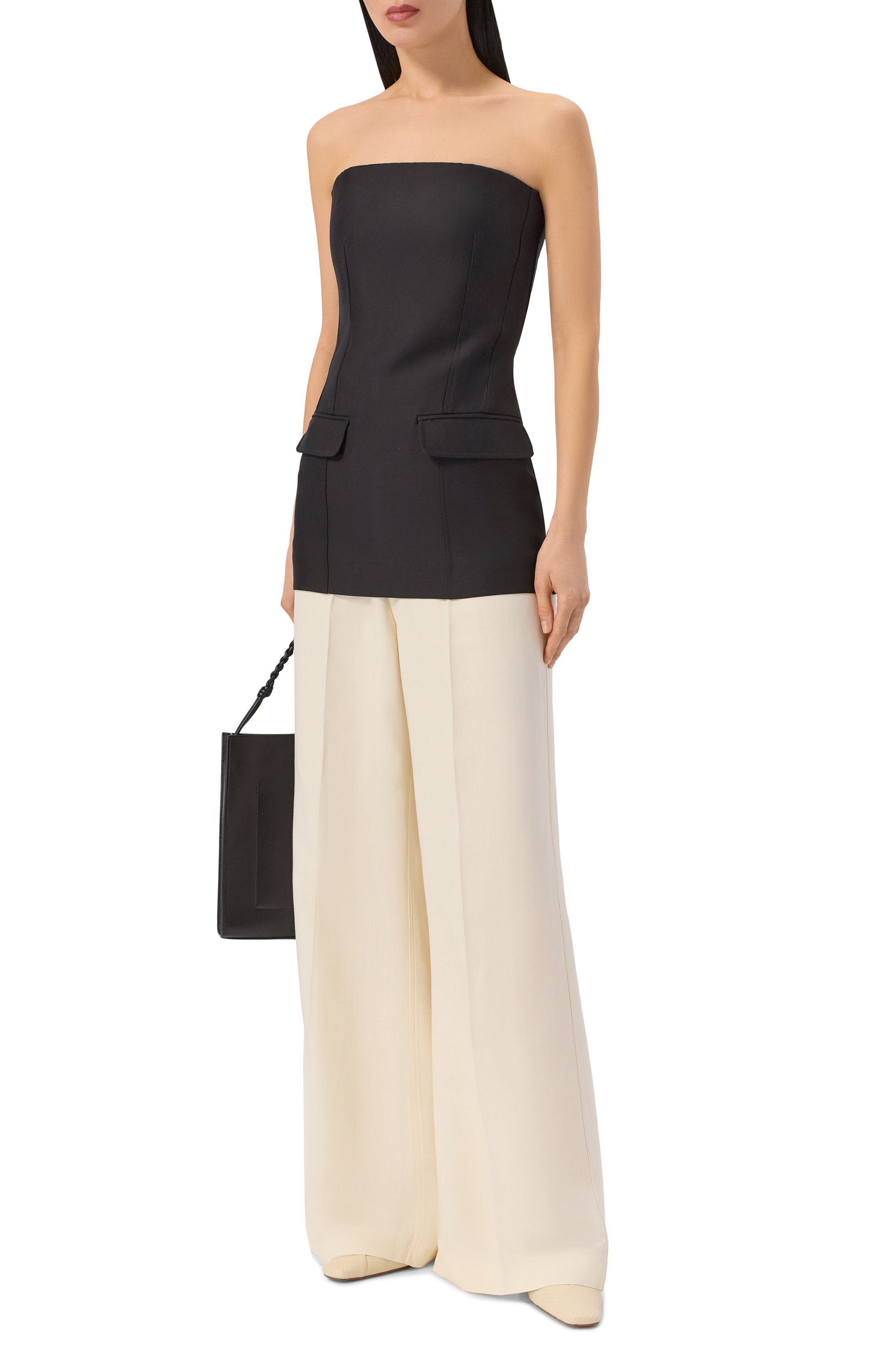 Брюки из вискозы и льна ERIKA CAVALLINI кремового цвета по цене 53900 руб., арт. P6SL02, фото 2 Брюки из вискозы и льна ERIKA CAVALLINI, арт. P6SL02, фото 2