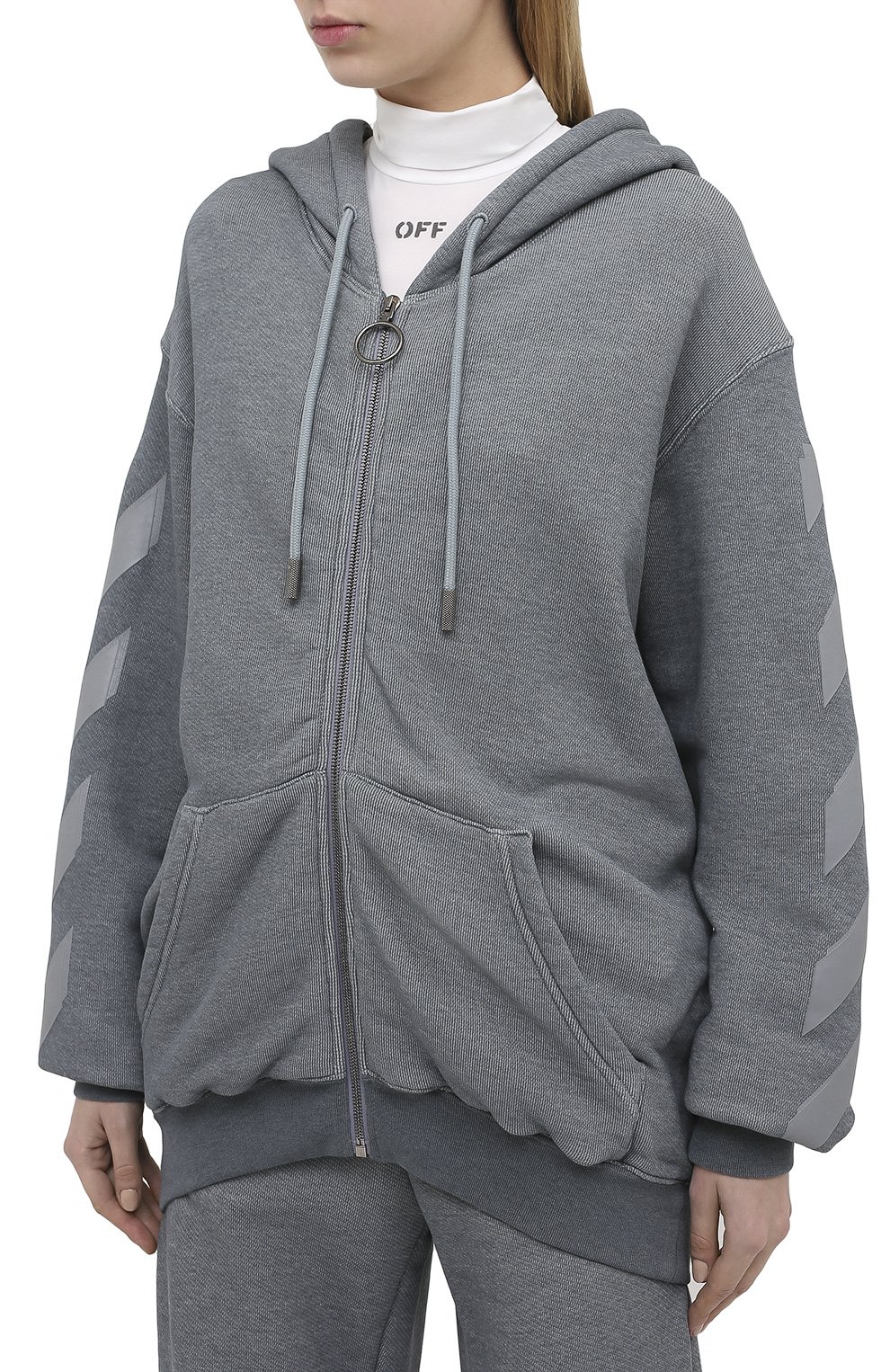 Хлопковая толстовка OFF-WHITE серого цвета по цене 69950 руб., арт. 0WBE005E20JER0010808, фото 3 Хлопковая толстовка OFF-WHITE, арт. 0WBE005E20JER0010808, фото 3