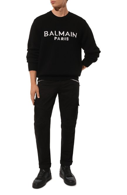 Мужские хлопковые брюки-карго BALMAIN черного цвета, арт. CH1MH017/CD96 | Фото 2 (Драгоценные камни: Проставлено; Материал сплава: Проставлено; Материал внешний: Хлопок; Длина (брюки, джинсы): Стандартные)