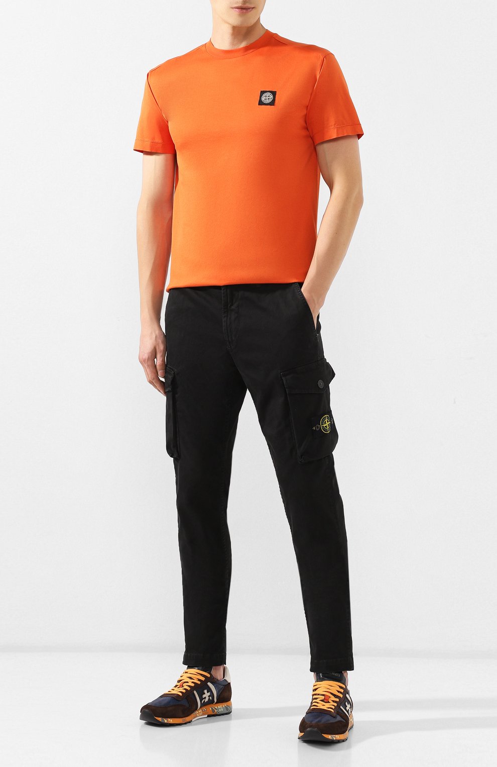 Хлопковая футболка STONE ISLAND оранжевого цвета по цене 15350 руб., арт. 711524113, фото 2 Хлопковая футболка STONE ISLAND, арт. 711524113, фото 2