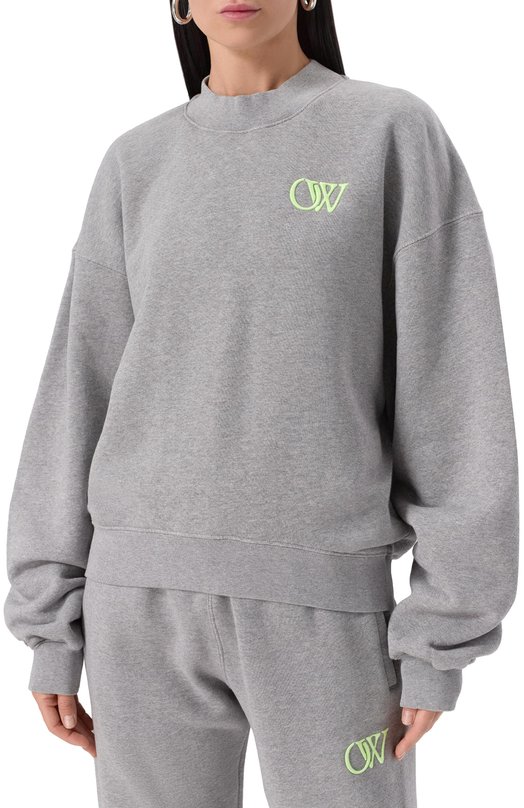 Хлопковый свитшот Off-White 0WBA075S25FLE0040514 Серый  0WBA075S25FLE0040514 Фото 3