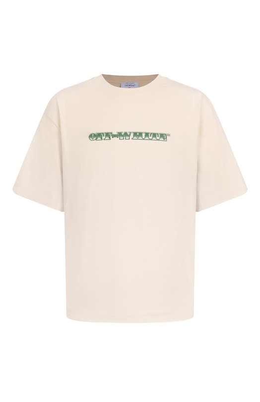 Хлопковая футболка Off-White 0MAA120S25JER00E Кремовый 0MAA120S25JER00E