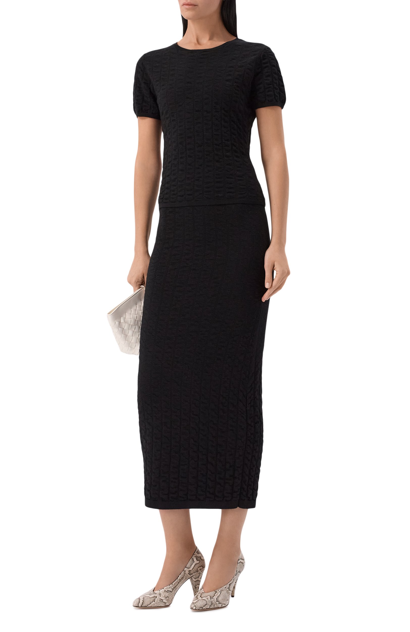 Шерстяная юбка YUZEFI черного цвета по цене 36900 руб., арт. SHADI-STRAIGHT MIDI SKIRT, фото 2 Шерстяная юбка YUZEFI, арт. SHADI-STRAIGHT MIDI SKIRT, фото 2