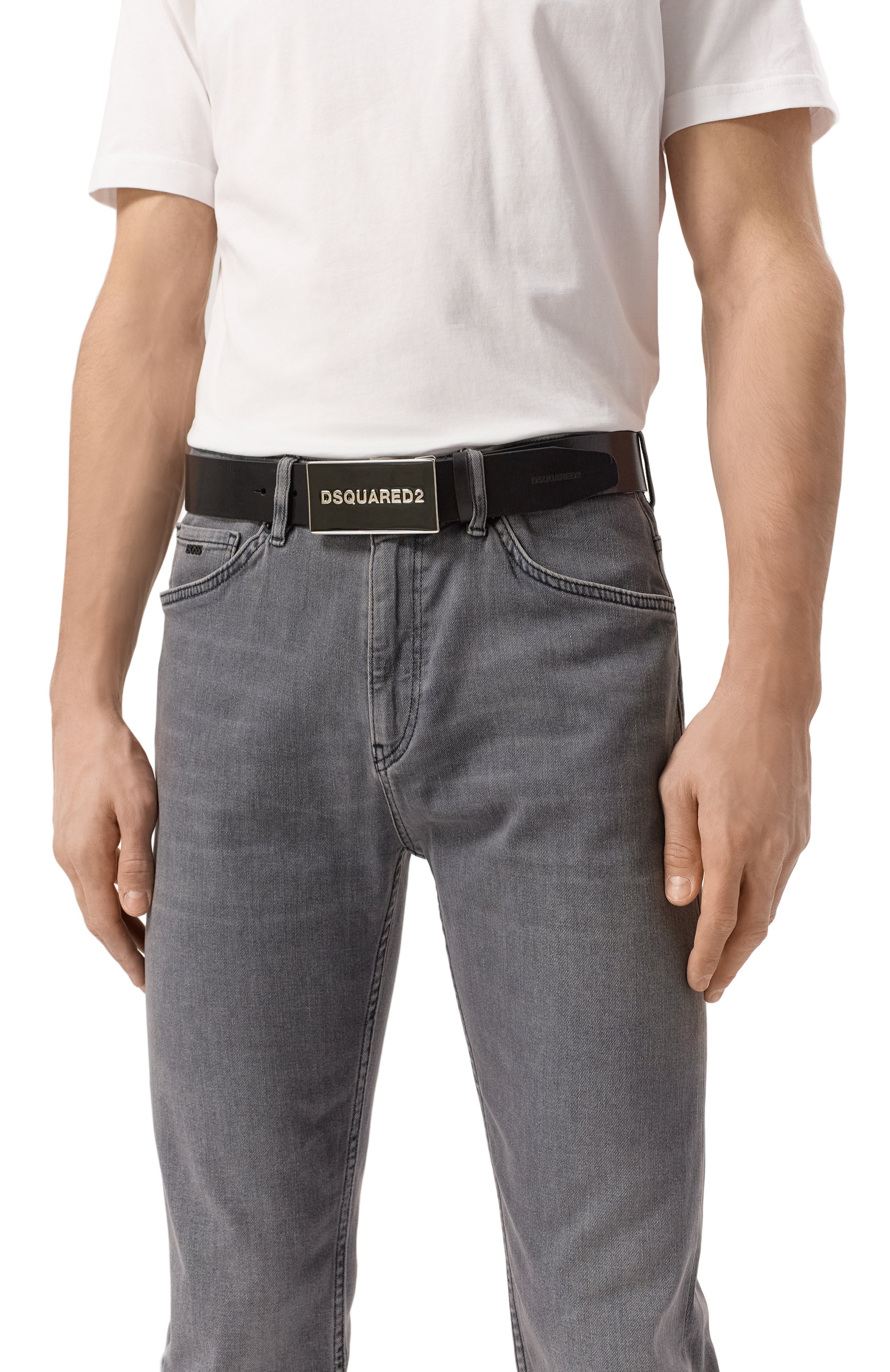 Кожаный ремень DSQUARED2 черного цвета по цене 34700 руб., арт. BEM0646/12900001, фото 2 Кожаный ремень DSQUARED2, арт. BEM0646/12900001, фото 2