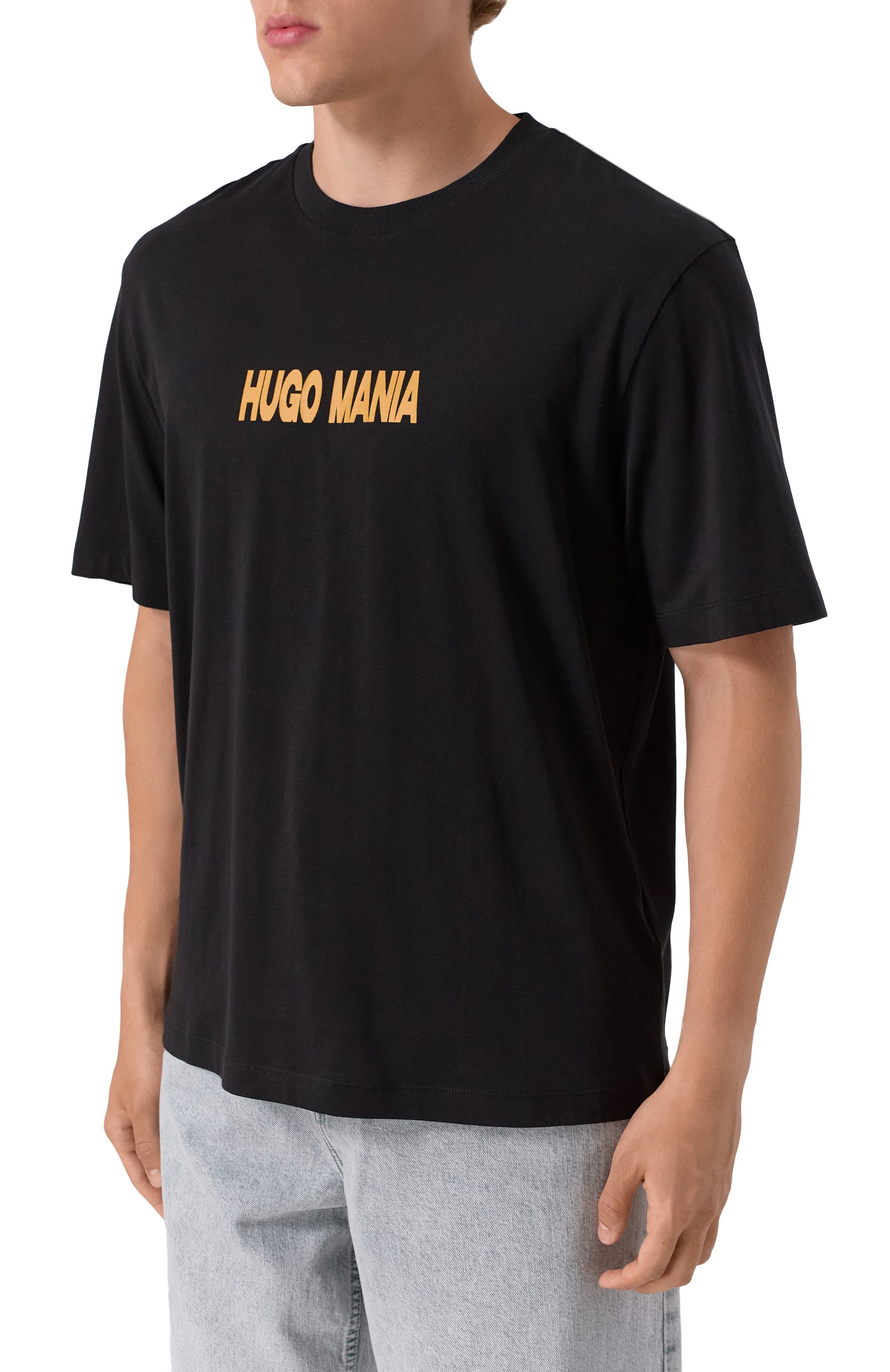 Хлопковая футболка HUGO BLUE черного цвета по цене 6995 руб., арт. 50543483, фото 3 Хлопковая футболка HUGO BLUE, арт. 50543483, фото 3