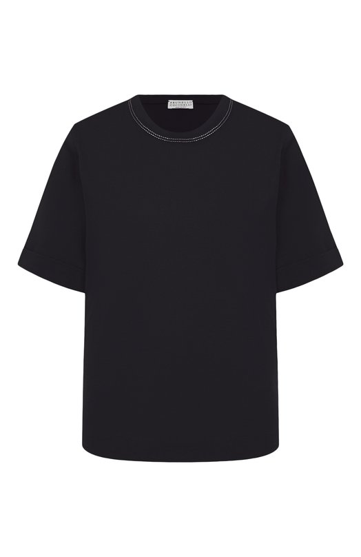 Хлопковая футболка Brunello Cucinelli M0T81BZ100 Чёрный M0T81BZ100