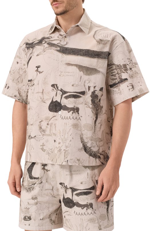 Хлопковая сорочка DOMREBEL M MEGAL0 SHIRT Бежевый  M MEGAL0 SHIRT Фото 3