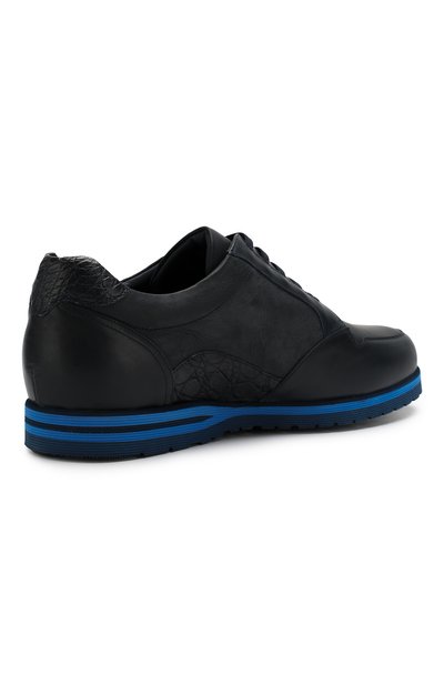 Кожаные кроссовки на шнуровке с отделкой из кожи каймана ZILLI, арт. ZV B13/015/CCR0, фото 4