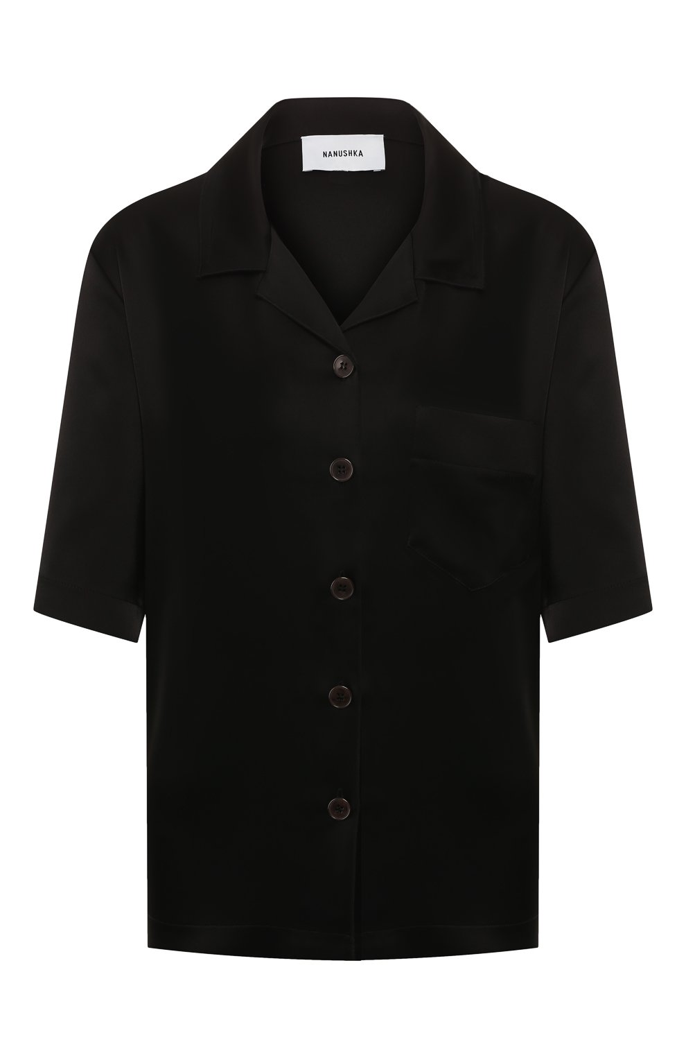 Блузка NANUSHKA черного цвета по цене 43500 руб., арт. NARAZ_BLACK_SLIP SATIN, фото 1 Блузка NANUSHKA, арт. NARAZ_BLACK_SLIP SATIN, фото 1