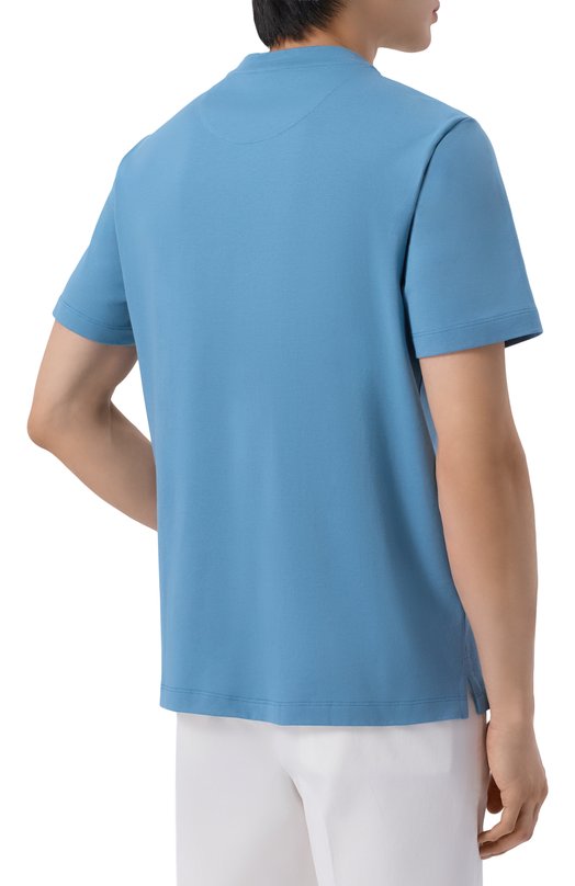 Хлопковая футболка Brioni UJSY0L/0D620 Голубой  UJSY0L/0D620 Фото 4