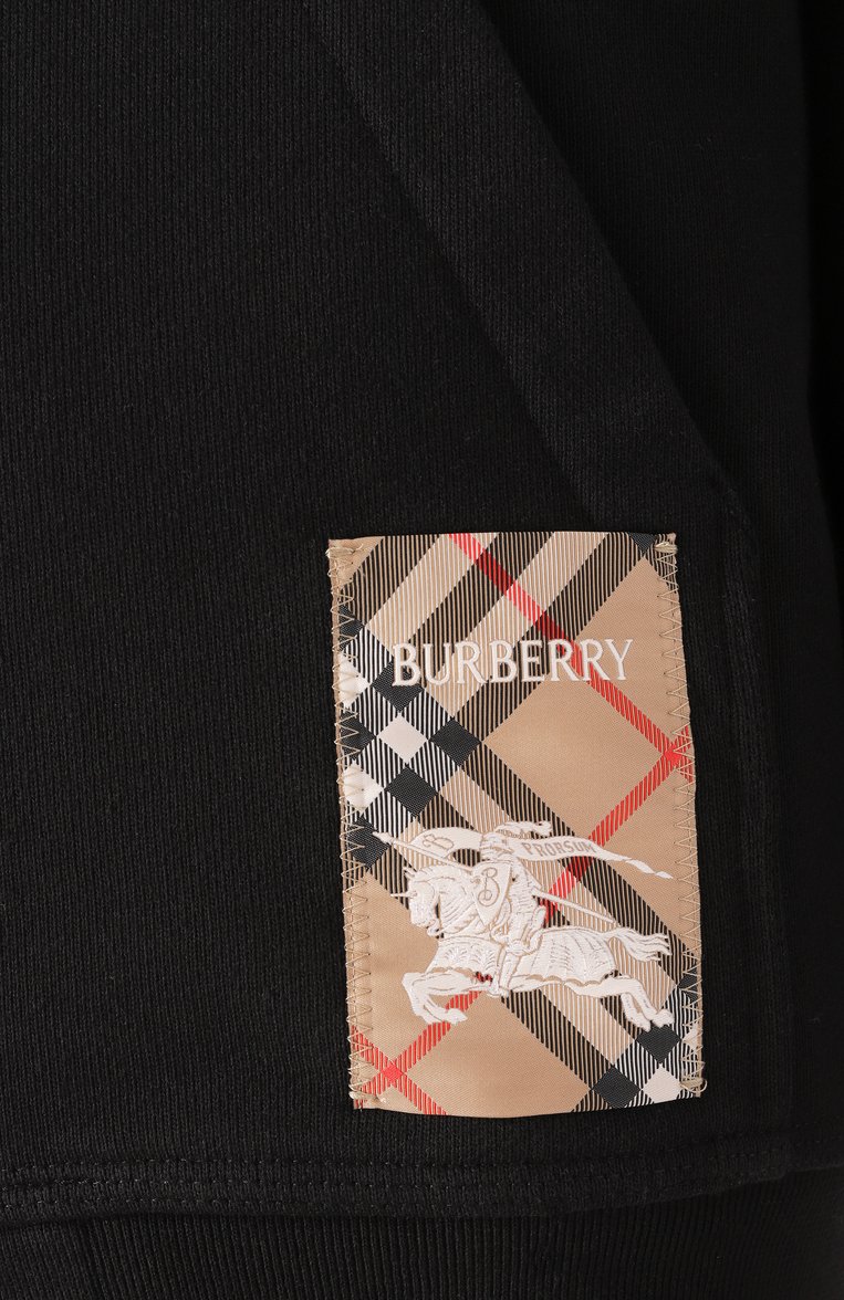 Мужской хлопковая толстовка BURBERRY черного цвета, арт. 8102276 | Фото 6 (Материал внешний: Хлопок; Длина (для топов): Стандартные; Материал сплава: Проставлено; Драгоценные камни: Проставлено; Рукава: Длинные; Мужское Кросс-КТ: Толстовка-одежда; Стили: Кэжуэл)