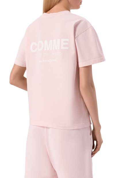 Хлопковая футболка COMME DES FUCKDOWN розового цвета по цене 8710 руб., арт. CFABW01582, фото 4 Хлопковая футболка COMME DES FUCKDOWN, арт. CFABW01582, фото 4