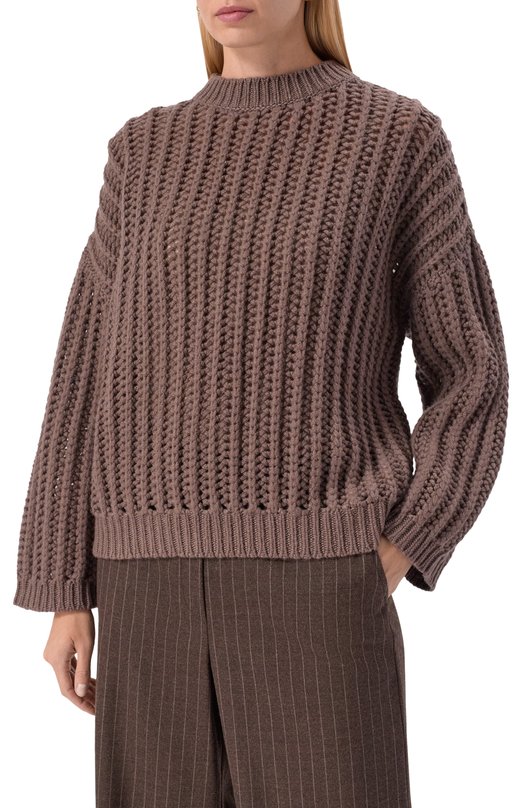 Кашемировый свитер Brunello Cucinelli M52363800 Коричневый  M52363800 Фото 3