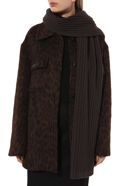 Кашемировый шарф ALLUDE темно-коричневого цвета по цене 49950 руб., арт. 235/11431, фото 3 Кашемировый шарф ALLUDE, арт. 235/11431, фото 3