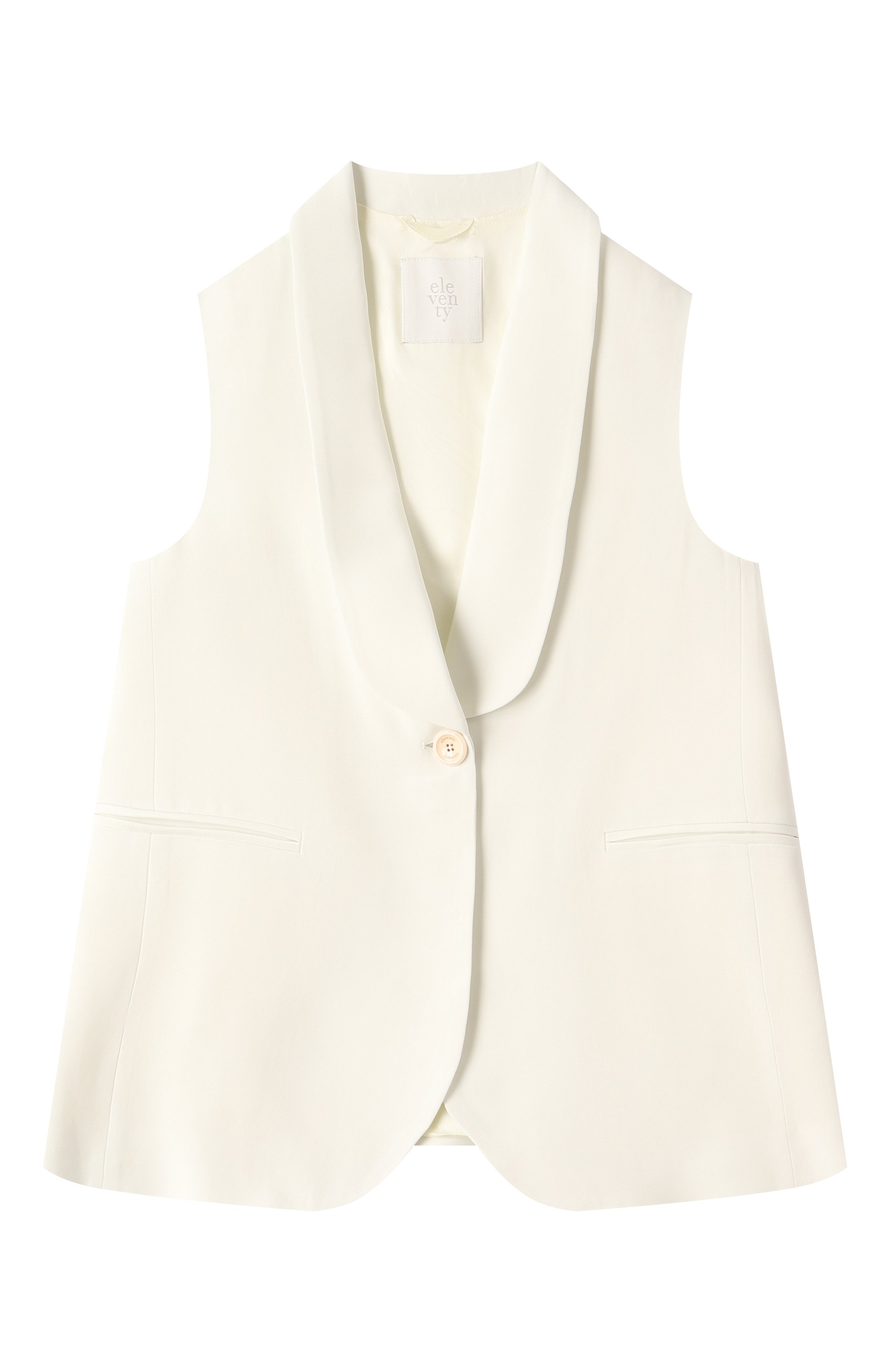 Жилет из вискозы ELEVENTY молочного цвета по цене 32600 руб., арт. EW2A62/K0121/4-8, фото 1 Жилет из вискозы ELEVENTY, арт. EW2A62/K0121/4-8, фото 1