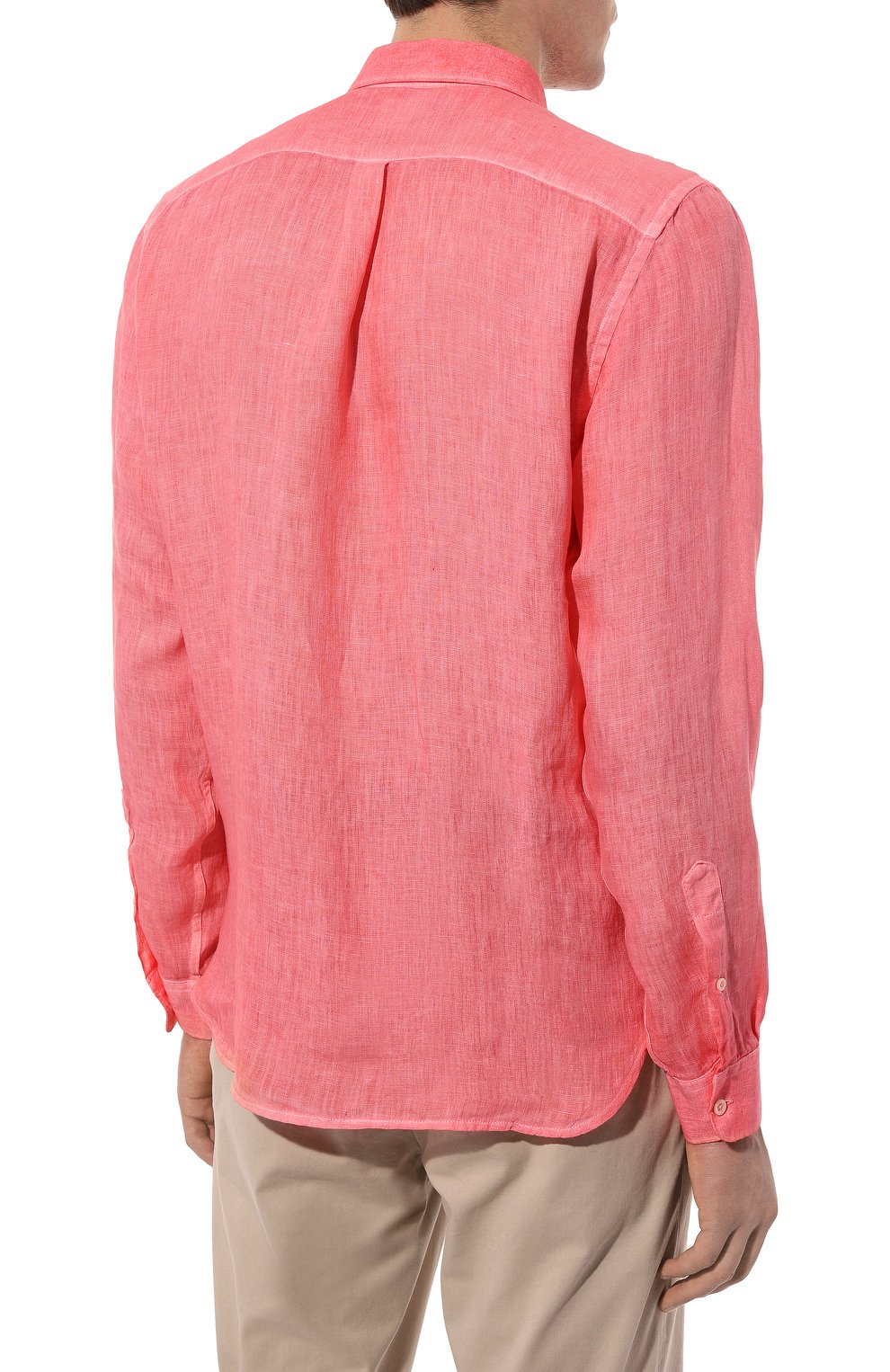Льняная рубашка 120% LINO кораллового цвета по цене 26600 руб., арт. Y0M1425/0000115/S00, фото 4 Льняная рубашка 120% LINO, арт. Y0M1425/0000115/S00, фото 4
