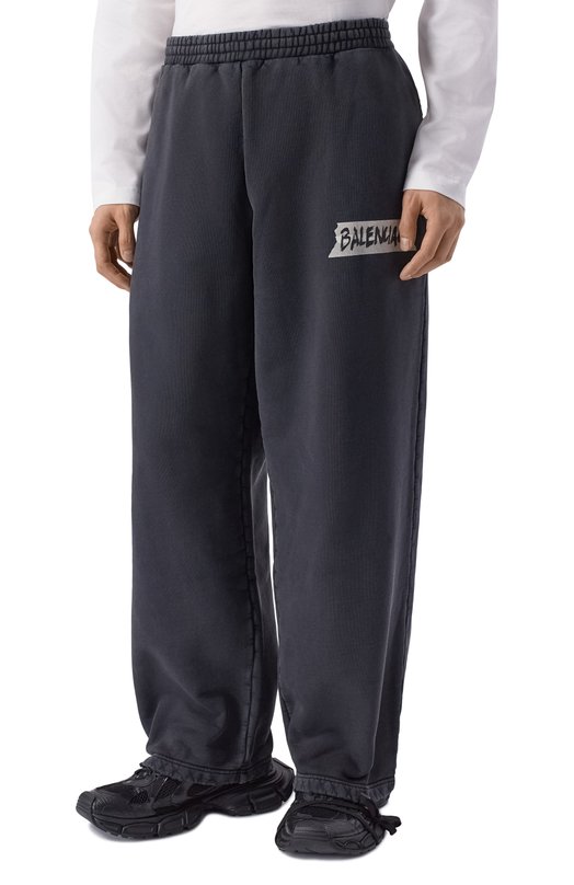 Хлопковые брюки Balenciaga 846917/TTVL8 Серый  846917/TTVL8 Фото 3