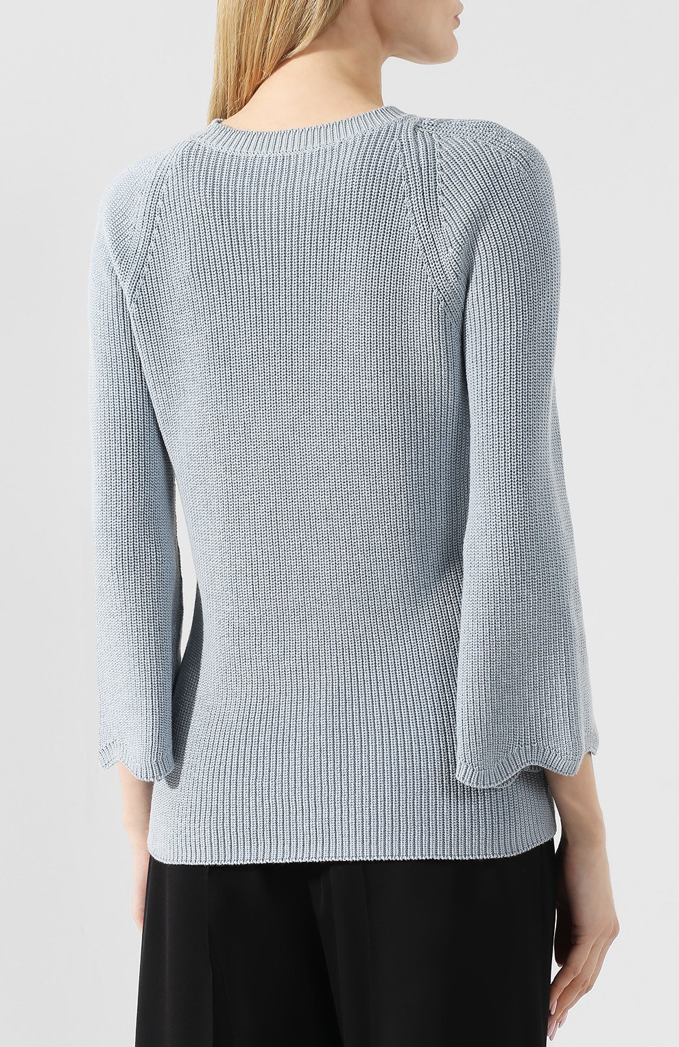 Хлопковый пуловер REDVALENTINO голубого цвета по цене 39950 руб., арт. RR3KCA74/UCZ, фото 4 Хлопковый пуловер REDVALENTINO, арт. RR3KCA74/UCZ, фото 4