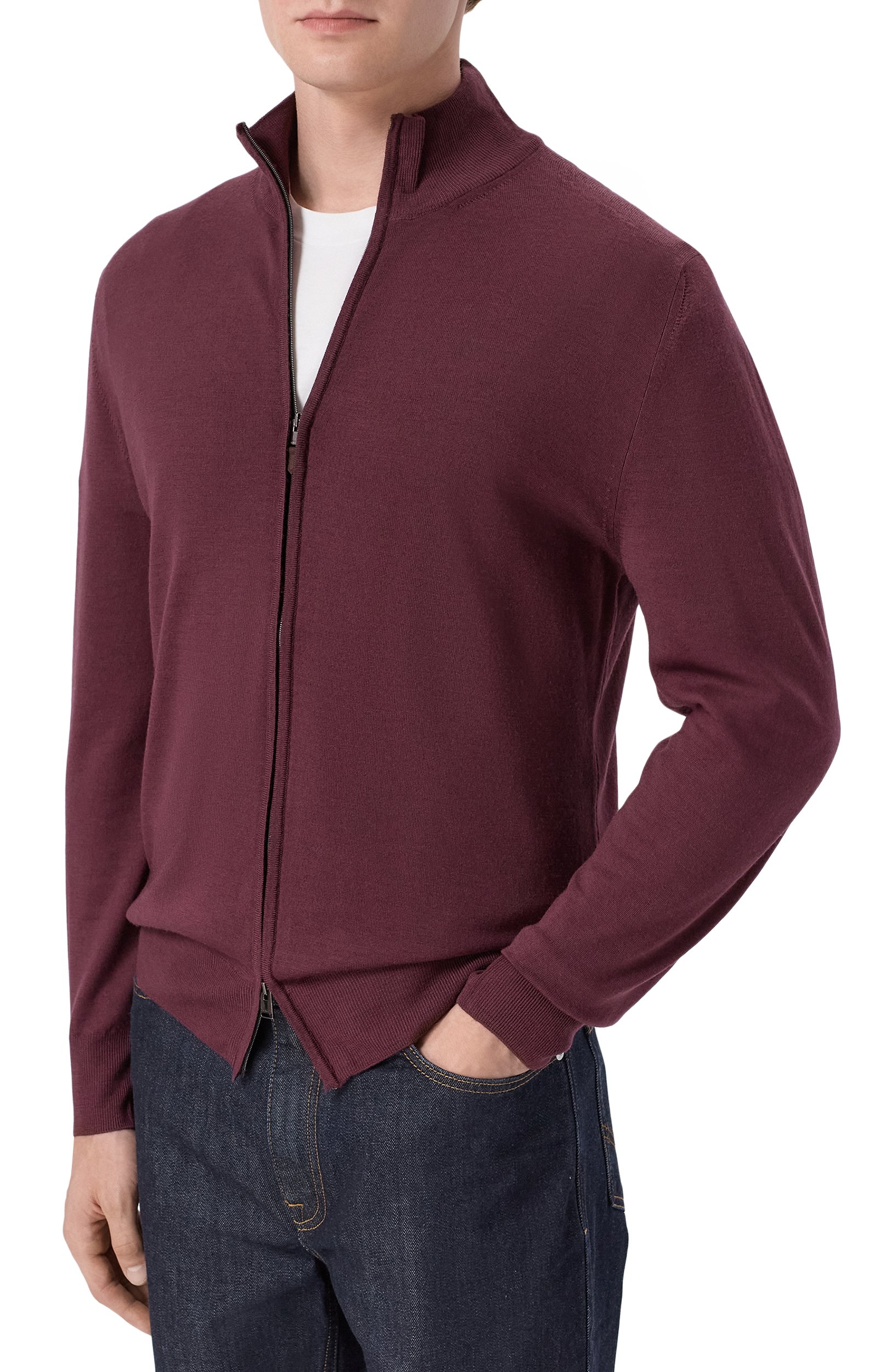 Шерстяной кардиган CANALI фиолетового цвета по цене 62500 руб., арт. C0022/MK01149, фото 3 Шерстяной кардиган CANALI, арт. C0022/MK01149, фото 3