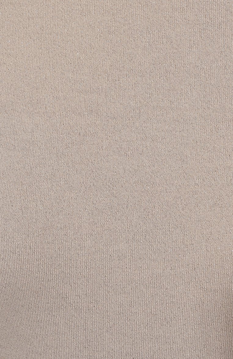 Женская футболка из кашемира и шелка BRUNELLO CUCINELLI кремового цвета, арт. M41810000 | Фото 5 (Принт: Без принта; Рукава: Короткие; Стили: Минимализм; Материал внешний: Шерсть, Кашемир; Длина (для топов): Стандартные; Кросс-КТ: с рукавом)