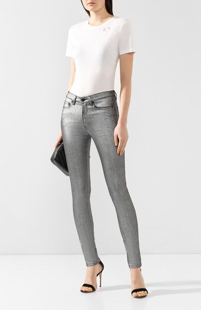 Хлопковая футболка SAINT LAURENT белого цвета по цене 41950 руб., арт. 557491/YBAQ2, фото 2 Хлопковая футболка SAINT LAURENT, арт. 557491/YBAQ2, фото 2
