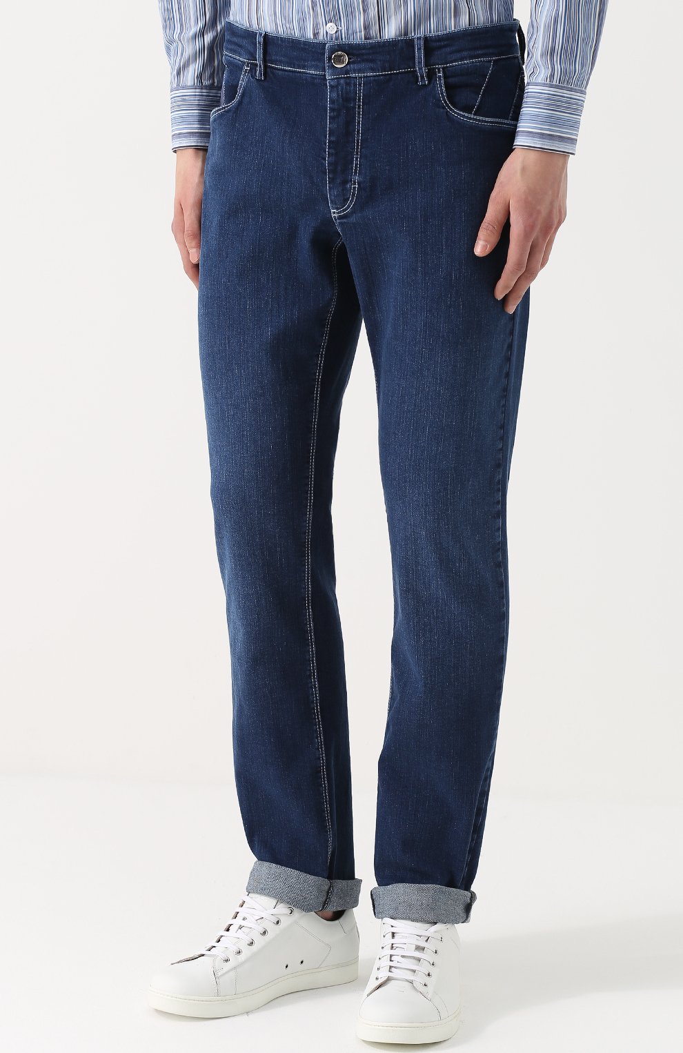 Джинсы прямого кроя с контрастной прострочкой ZILLI, арт. 613N070002, фото 4