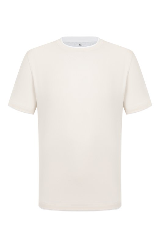 Хлопковая футболка Brunello Cucinelli M0B137427 Кремовый M0B137427