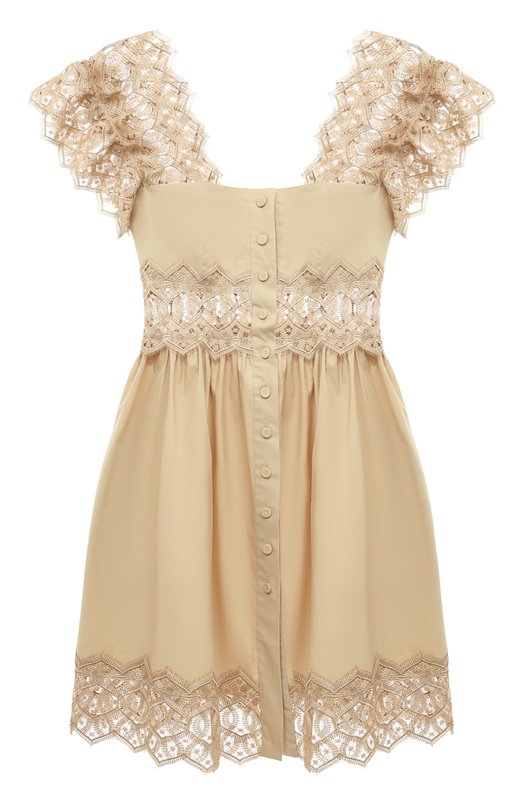 

Хлопковое платье Alberta Ferretti, Бежевый