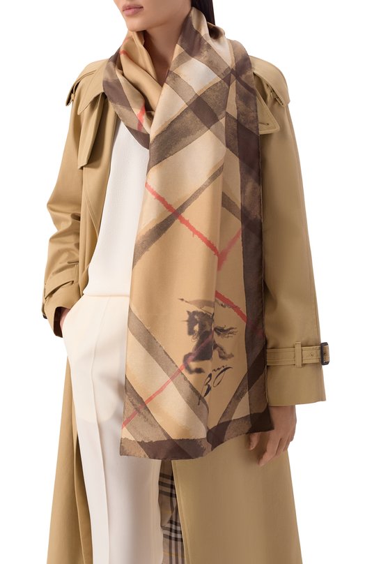 Шелковый шарф Burberry 8120311 Бежевый  8120311 Фото 2