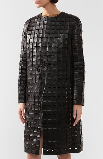 Кожаное пальто BOTTEGA VENETA коричневого цвета по цене 959500 руб., арт. 581045/VF3G0, фото 3 Кожаное пальто BOTTEGA VENETA, арт. 581045/VF3G0, фото 3