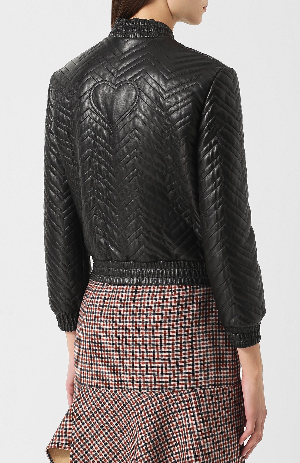 Однотонная кожаная куртка на молнии GUCCI черного цвета по цене 292500 руб., арт. 526790/XG666, фото 4 Однотонная кожаная куртка на молнии GUCCI, арт. 526790/XG666, фото 4