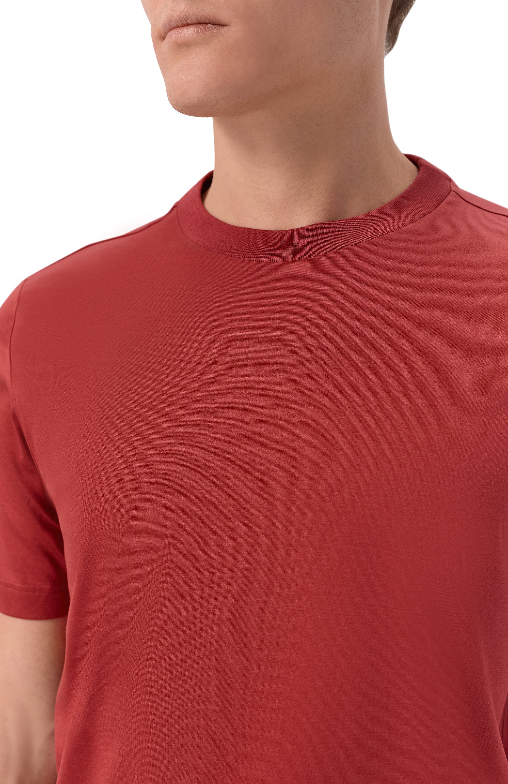 Хлопковая футболка GRAN SASSO красного цвета по цене 18200 руб., арт. 60196/74007, фото 5 Хлопковая футболка GRAN SASSO, арт. 60196/74007, фото 5