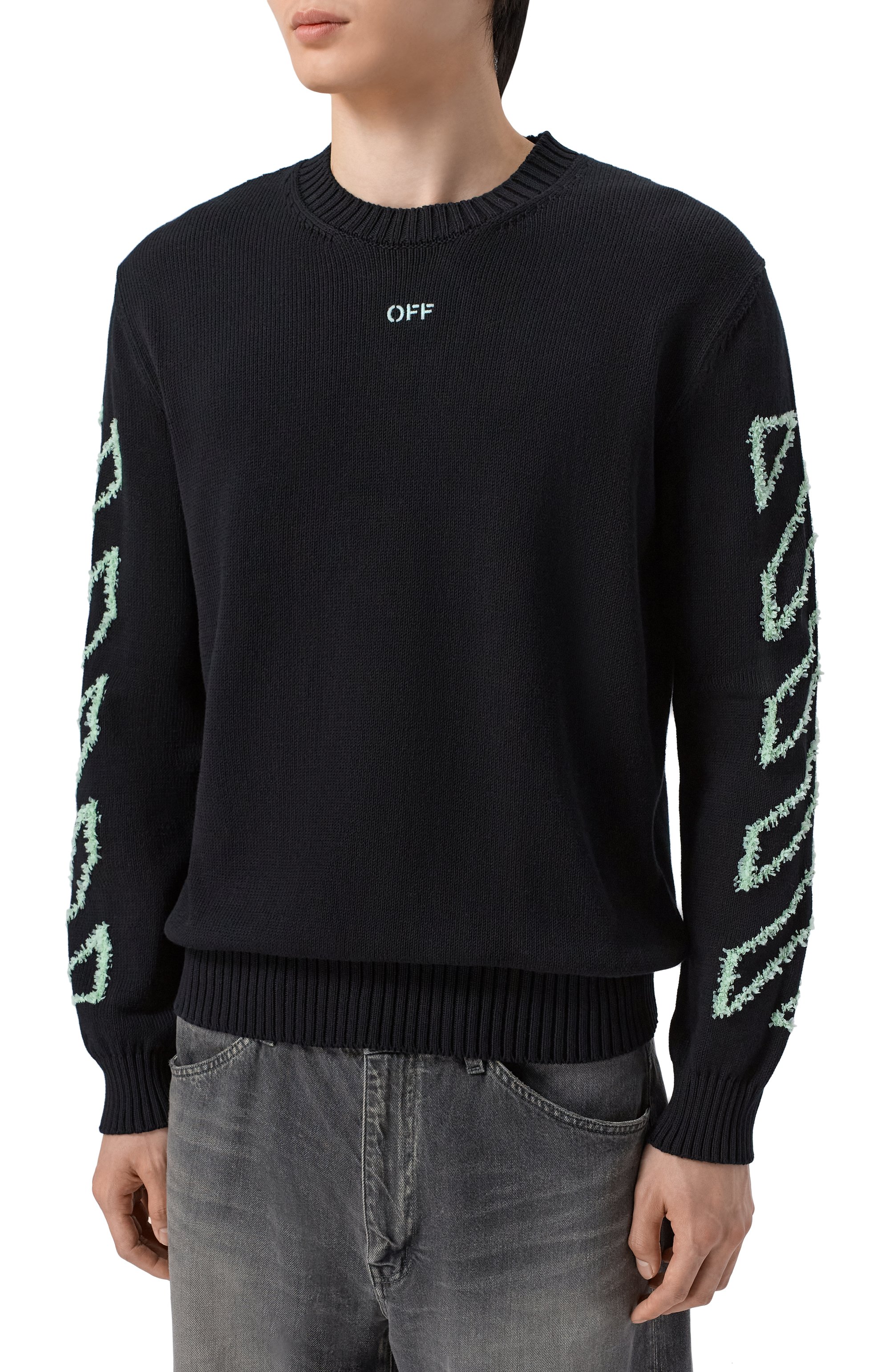 Хлопковый свитер OFF-WHITE, арт. 0MHE087S26KNI001, фото 3