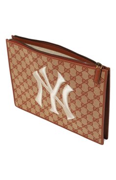 Мужская папка для документов gucci x ny yankees GUCCI коричневого цвета, арт. 547796 9Y9ET | Фото 3 (Размер: medium; Мат�ериал сплава: Проставлено; Материал: Текстиль; Драгоценные камни: Проставлено)