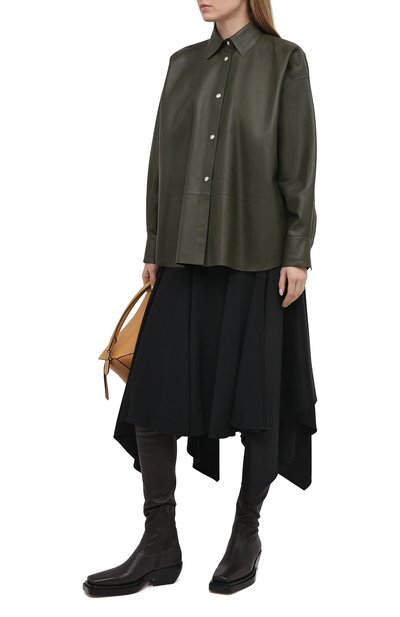 Кожаная рубашка LOEWE хаки цвета по цене 250500 руб., арт. S359337XBW, фото 2 Кожаная рубашка LOEWE, арт. S359337XBW, фото 2