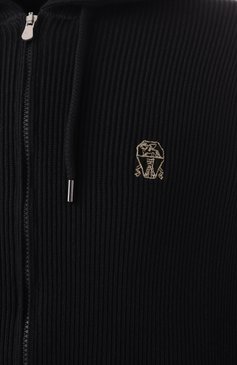 Мужской хлопковый кардиган BRUNELLO CUCINELLI черного цвета, арт. M29200416G | Фото 6 (Рукава: Длинные; Материал сплава: Проставлено; Драгоценные камни: Проставлено; Длина (для топов): Стандартные; Мужское Кросс-КТ: Кардиган-одежда; Стили: Кэжуэл; Материал внешний: Хлопок)