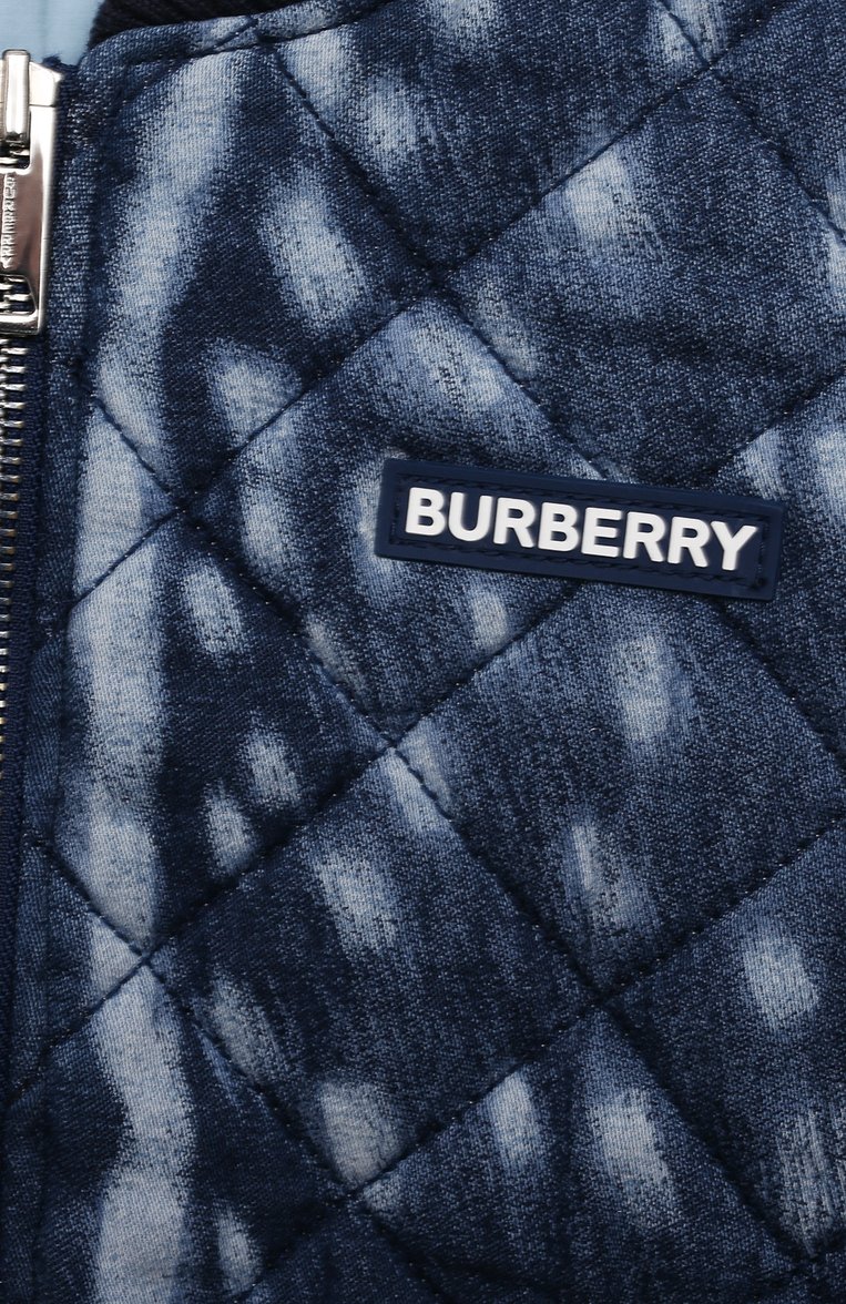 Детская хлопковый бомбер BURBERRY синего цвета, арт. 8047731 | Фото 3 (Рукава: Длинные; Материал внешний: Хлопок; Материал подклада: Синтетический материал; Нос: Не проставлено; Автоматизация ТО: Проставлено; Автоматизация состава: Проставлено; Ростовка одежда: 10 - 11 лет | 140 - 146см, 12 лет | 152 см, 16 лет | 164 см, 3 года | 98 см, 4 года | 104 см, 6 лет | 116 см, 8 лет | 128 см)