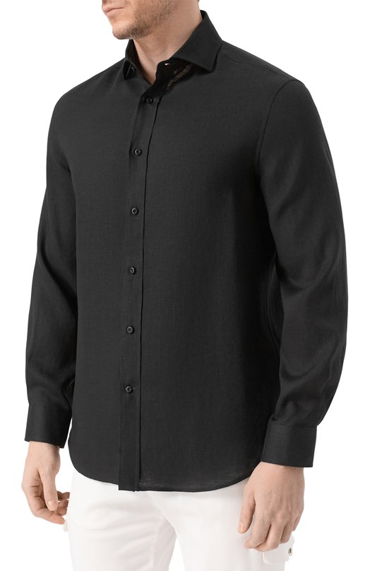 Льняная рубашка Brunello Cucinelli MM6840627 Чёрный  MM6840627 Фото 3