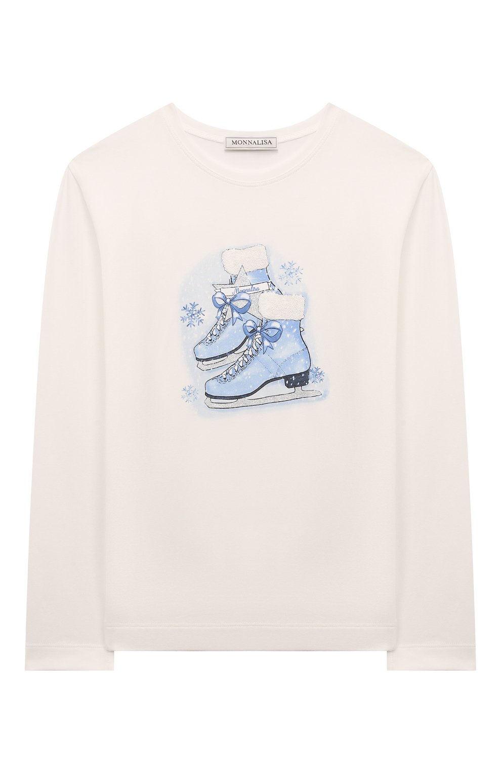 Хлопковый лонгслив MONNALISA молочного цвета по цене 9350 руб., арт. 11D625, фото 1 Хлопковый лонгслив MONNALISA, арт. 11D625, фото 1
