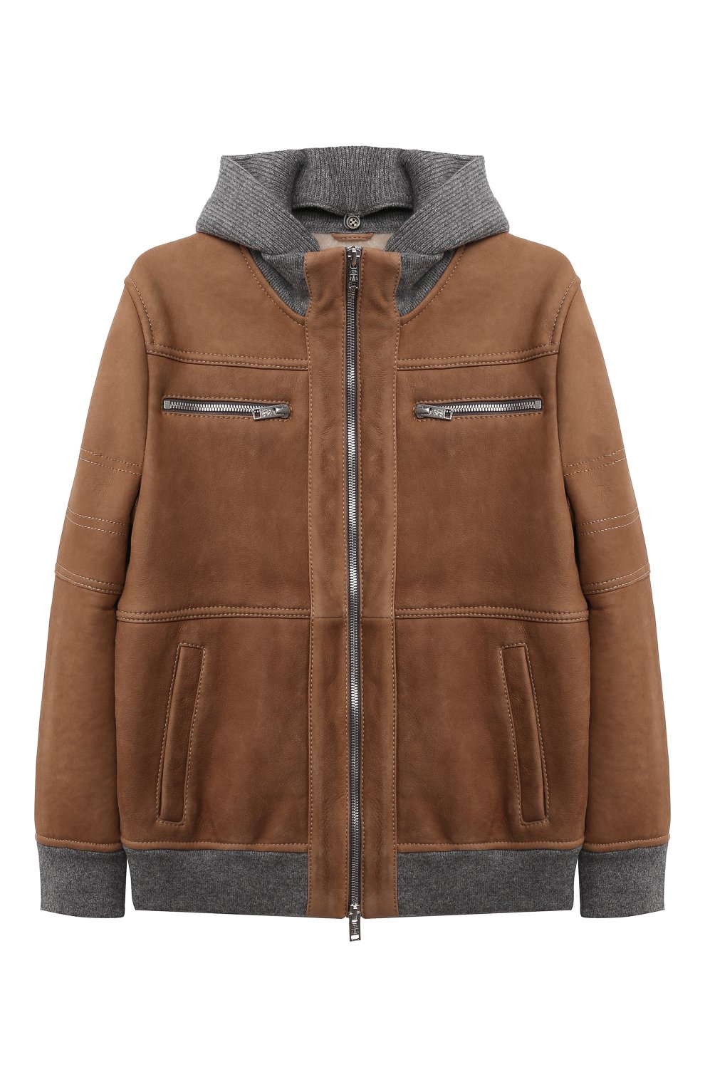 Дубленка-бомбер BRUNELLO CUCINELLI коричневого цвета по цене 399500 руб., арт. BPMURY121B, фото 1 Дубленка-бомбер BRUNELLO CUCINELLI, арт. BPMURY121B, фото 1